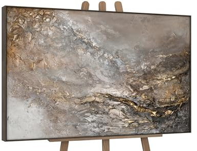 YS-Art Luxus Abstrakt Design Acrylbild Universum handgemalt Grautöne