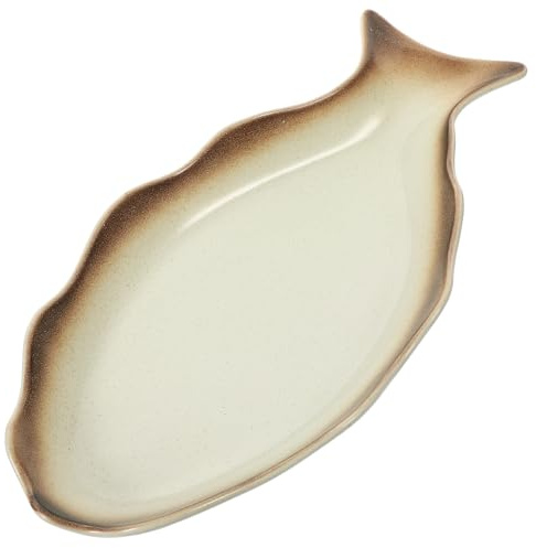 LIFKOME Ceramic Steamed Fish Tray Fish Shape Food Plate Ceramic Plate Serving Platter for Home Use Kitchenware