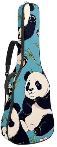 Universal Gitarrenkoffer Tasche Wasserdicht mit mehreren Taschen für 40/41/42 Zoll Akustikgitarre Cute Panda auf Blau, mehrfarbig, 42.9x16.9x4.7 in, Gitarrentasche