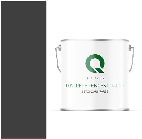Q-COVER Betonzaunfarbe | 5L | Schwarz | Silikon Farbe | Außen | Betonfarbe | Hydrophobe Farbe | Acrylat Dispersion | Betonzäune | Betonelemente