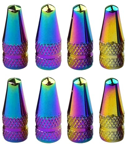 8 coperture per valvole colorate, coperture per valvole per biciclette, tappi per valvole per pneumatici, valvole in acciaio inox, accessori per bicicletta
