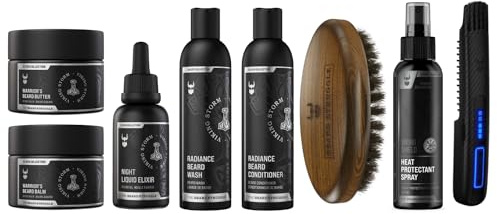 The Beard Struggle Inferno Beard Growth Kit - Includes Oils, Balm, Butter, Wash, Conditioner, Brush, Heat Spray, and the Carbon X Heated Straightener - Viking Storm