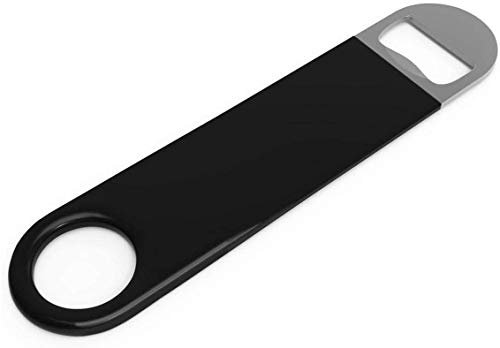 Bartender Bottle Openers, Bar Blade, Beer Openers, 1 Pack Black by Professional Grade: Rubber Coated, Stainless Steel.