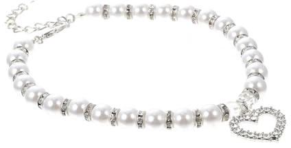 SUPVOX White Pearl Dog Collar Puppy Collar for Small Dogs l Size Decorative Pet Necklace Suitable for Teddy and Small Breeds