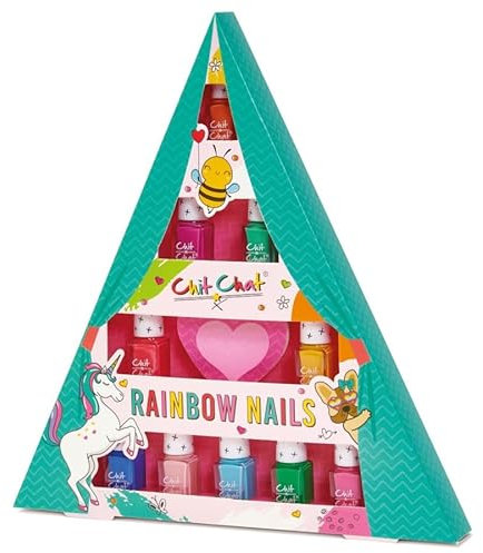 Chit Chat Rainbow Nail Painting Kit For Kids Pedicure Manicure Home Makeover Girls Nail Polish Varnish Gift Set