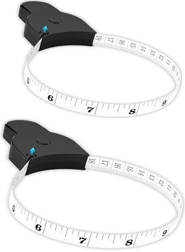 Nastro Di Misurazione Del Corpo, Suiyeejan Metro a Nastro Retrattile Morbido, Metro Telescopico Automatico, Per Cucito e Misurare Girovita Fianchi Torace Braccia, 150 cm (Nero, 2 Pezzi)