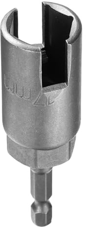 sourcing map H17 Wing Nut Driver 17mm Metric 6-Point Socket 1/4 Hex Shank Power Deep Slot Wing Nut Drill Bit CR-V Steel Wrench Impact Driver Tool for Panel Nuts Bolts Screw Eyes