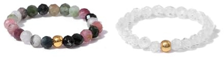 APMGONT Elastischer Naturstein Ring, Perlen Elastische Ring, Elastischer Ringe Bunt, Naturstein Stretch Rings, Kristall Perlenring, Edelstein Perle Stapelbar Ringe für Damen Mädchen (HD)