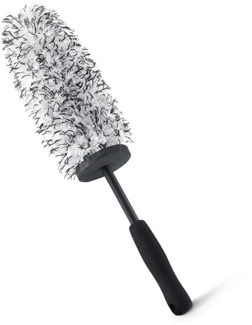 Amazon Basics Microfibre Wheel Cleaner Brush, for Rim Cleaning and Car Detailing, 42 cm length, Grey