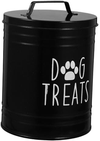 PRETYZOOM Dog Treat Jar, 3L Airtight Metal Food Storage Tin with Lid Tub for Pet Owners Home Kitchen Counter Dog Food Canister