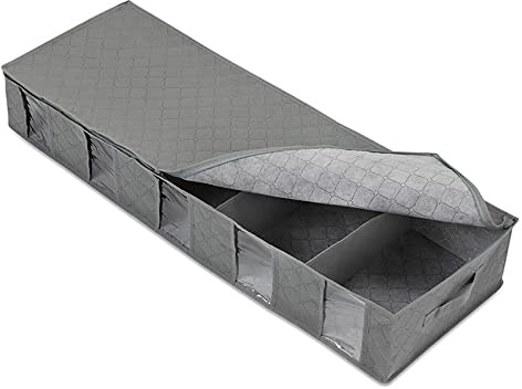 Caja de almacenamiento para debajo de la cama, bolsa de almacenamiento grande, plegable, para debajo de la cama, compartimento para edredón (gris, talla única)