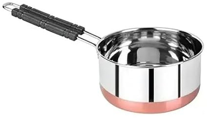Vediknectar® Olla de Acero Inoxidable para té, Leche, café y Agua. Utensilios de Cocina Indios para Preparar Alimentos. Sartén Apta para lavavajillas. Tetera con asa sólida.