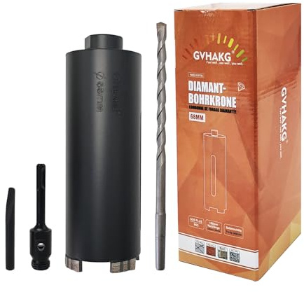 GVHAKG Diamantbohrkrone 68 mm,Dosensenker 200 mm Länge Segmenthöhe 10 mm,Dosenbohrer mit M22 SDS-Plus Adapter für Beton, Ziegel,Mauerwerk und Stein