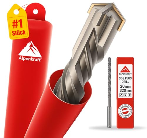 SDS Plus Bohrer Set: Betonbohrer Kreuzschneide | Größen Ø 20, 24, 25, 28, 32, 40, 50, 55 mm | Länge 320–1000 mm | Hartmetall-Spitze für Beton, Stein & Mauerwerk (20 x 320 mm)