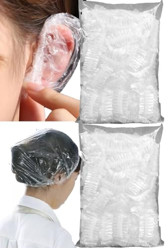 Yeesabella 100pcs Ear Covers Protectors for Shower,50pcs Disposable Shower Caps for Hair Dye, Shower, Bathing, Salon