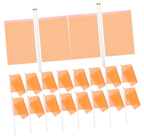 ORFOFE 50 piezas Mini Banderas de Mano Naranja para Decoración Exterior Fiestas Desfiles Eventos Festivos