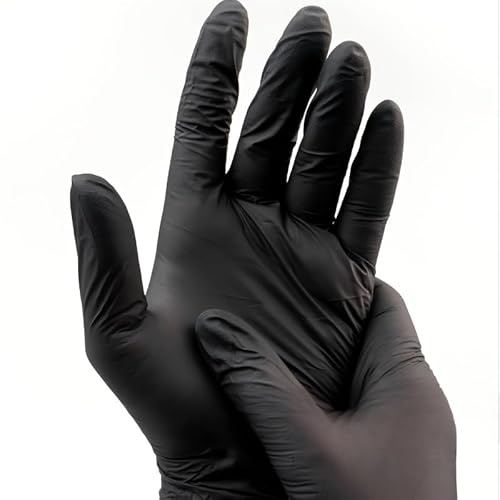 20-100 pezzi Guanti in nitrile monouso senza lattice neri for pulizia meccanica, preparazione di alimenti, tatuaggi, resistenti agli agenti chimici(30pcs,S)