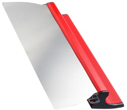 LALAFINA Espátula para Alisar Paneles de Yeso de 40cm Color Rojo Material de Acero Inoxidable y Abs, Herramienta Conveniente para Acabado de Paredes Hogar