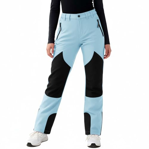 Ice Skating Pants for Girls Girls Snow Pants Waterproof Insulated Ski Pant Fleece Lined Warm Winter Snowboard Snowpants Outdoor Hiking Snowsuits Light Blue 10-11 Years