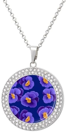 Purple Pansies Flowers Personalized Picture Necklaces Custom Pendant Memorial Jewelry for Women