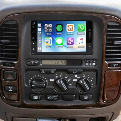 2+32G Android 13 Autoradio Multimédia avec sans Fil CarPlay Android Auto pour Toyota Land Cruiser 100 1998-2007, 7 pouces écran Tactile Radio Stéréo avec navigation GPS FM écran partagé WiFi Bluetooth