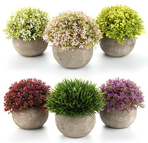 T4u Set de 6 Plantas Artificiales Decorativas de Interior, Plantas Artificiales Decorativas pequeñas para Oficina y hogar, Ideales para Decorar escritorios y Espacios Interiores sin Mantenimiento