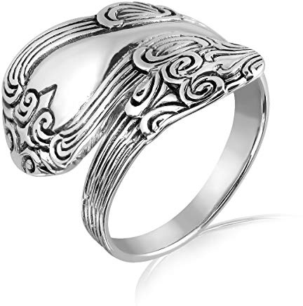 WithLoveSilver 925 Sterling Silber Löffelstiel Wickelring verstellbar - Vintage Besteck Design
