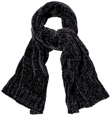 SOJOS Lightweight Ultra Soft Chenille Ribbed Thick Scarf Knit Shawl for Women for Fall Winter Shawl Wrap SC326 with Black