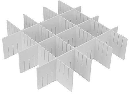 Vetrineinrete® Divisori per cassetti 6 Pezzi Organizer per Biancheria Indumenti da cassetto separatore ritagliabile Bianco o Grigio 44,5X13 cm (Grigio) 53453 A65