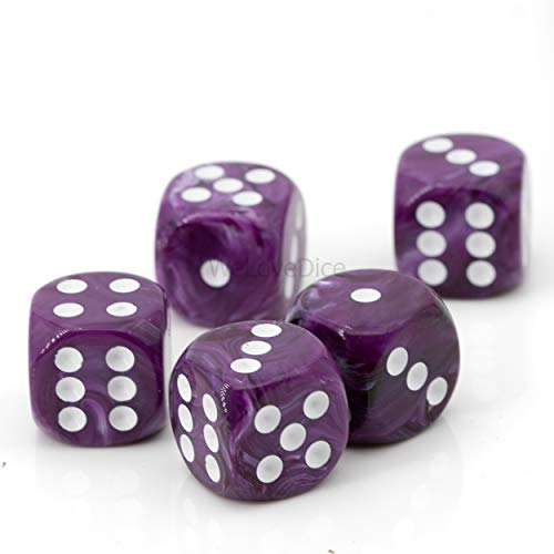W6 Würfel lila/weiß - Made in Germany! - 5Stk