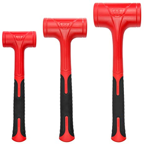 YIYITOOLS YY-3-013 Dead Blow Hammer Set,3 Piece/16oz(1LB),27oz(1.5LB),45oz(3LB) Shockproof Design, no Rebound，red and Black,Black, Red