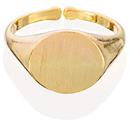 Namana Adjustable Signet Ring, Round Open Gold Ring with Brushed Finish, Cute Simple Ring for Women and Teen Girls
