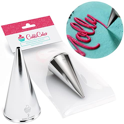 CukkiCakes Douille à pâtisserie professionnelle (numéro 2) pour dessiner et écrire sur biscuits, gâteaux et cupcakes - Compatible avec poche à douille patisserie - Made in Korea