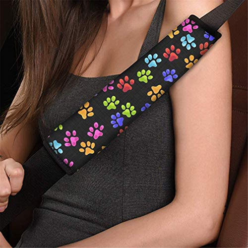 Jeiento Frauen Auto Sicherheitsgurt Pad Abdeckung 2 Pack Bunte Pfoten Print Weiche Auto Sicherheitsgurt Gurt Schulterpolster für Erwachsene Kinder