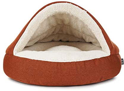 Mypado Shell Mono Hundehöhle mit Strukturstoff - die Kuschel Oase für den Hund Größe XL, Füllung Visco-Schaumstoff, Rostbraun