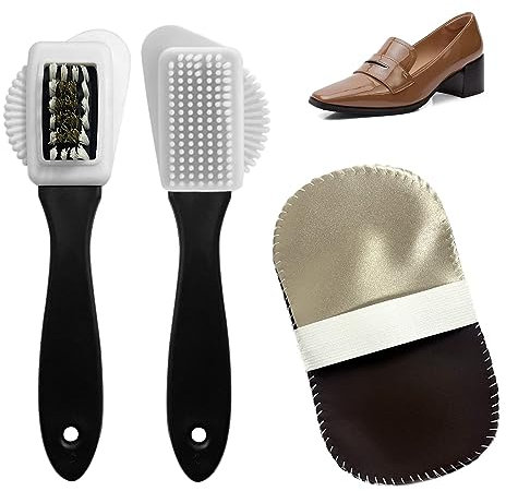 2 cepillos para limpiar zapatos de gamuza y 1 unidad, guantes de limpieza de zapatos, cepillo multifunción de 3 lados, cepillo de nailon, cepillo de fregado multifunción para limpiar raquetas de nieve