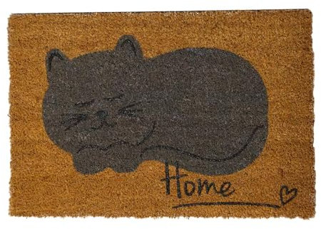 Mr.Ghorbani Kokosmatte- Katze schlafend 40 x 60 cm Innen/Out-Matte, Sauberlaufmatte, Türmatte