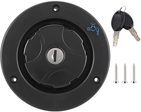 Lwuey Motorhome Water Inlet Locable Cap, RV Water Filler Lock Cap with Lid 2 Keys Stainless Steel Retrofit Leak Proof Water Injection for Caravan Universal Fit Equipment for Camping Trailer Boat
