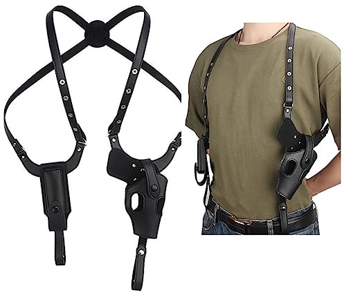 ACEXIER Tactique Cachée Pistolet Holster Militaire Cuir Épaule sous Les aisselles Pistolet Arme de Poing Carry Pouch pour G17 19 Accès à la Chasse (Black)