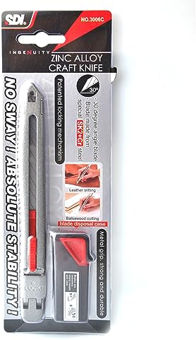 Cúter Especial Manualidades, Maquetas, Modelos y Piel - Ultra Sólido Fabricado en Aleación de Zinc - Cuchillas SK+Cr de 30º - Gran Resistencia y Seguridad