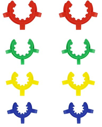 stonylab Kunststoff Fugenklammern, 8 pcs Lab Keck Klemme 14 mm/19 mm/24 mm/29 mm Keck Clips für Glas Standard Konische Schnittstellenclip Geschliffenes Glasgelenk Labzubehör, Größe und Farben Sortiert