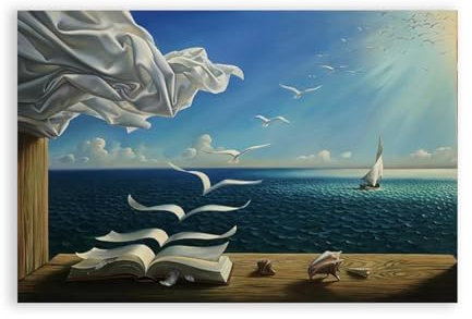 LZ6J8C9 Berühmte Wandkunst von S. Dalì. Wellenbuch von Salvador D. berühmte Gemälde Reproduktion. Surrealistische Bilder für die Wohnzimmerdekoration. 30 x 45 cm (11,8 x 17,7), rahmenlos
