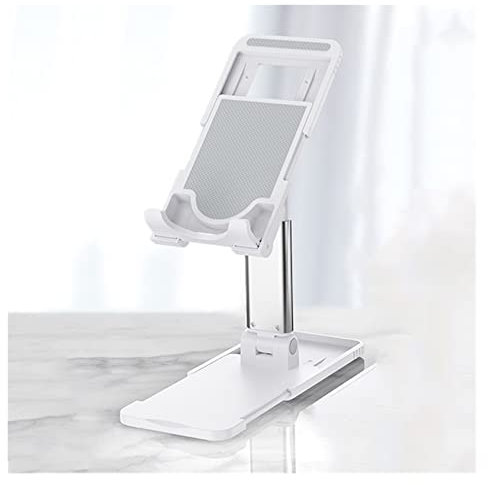 Support Tablette Stand de tablette universelle, support de comprimé réglable à angle avec base télescopique, porte-tablette de bureau entièrement pliable for tablette et smartphone de 3,5-11  Support