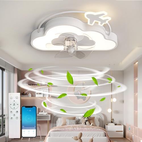 Fachae Memoria Niño Reversible 6 Velocidades Ceiling Fan with Light Ventilador Techo Con Luz Mando Distancia Timer Regulable DC LED Silencioso Lampara Ventilador Techo Dormitorio Infantil