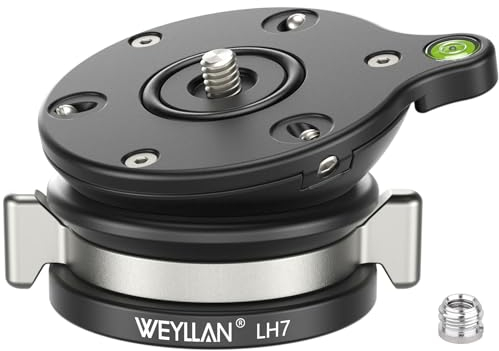 WEYLLAN LH7 Aluminum Alloy Tripod Head Adjusting Leveler Flat Plate Compatible with DSLR Camera Camcorder, Load Capacity 10kg/22lbs