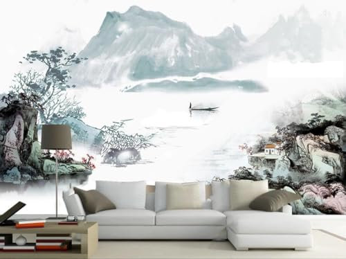 hity Papier Peint Panoramique Paysage 350cmx245cm Nature Tropical Motif Chinois Tapisserie Murale 3D Montagnes Océan Salon Chambre Adulte Enfant Zen Poster Geant Mural