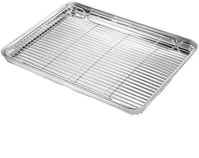 2 unids/set bandeja antiadherente for hornear pastel de acero inoxidable rejilla for enfriar pan traje línea de rejilla plato for hornear utensilios de cocina (Color : 40 X 30 X 2.5cm)