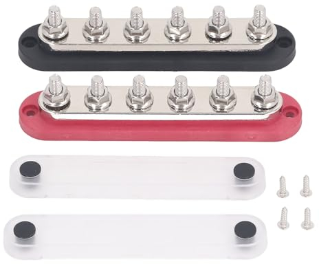 Klemmenblock-Sammelschiene 2 Stück M8 300a 12-48 V Stromverteilungsblock Messing-Edelstahl-Sammelschienen-Klemmenblock Für Auto-Boots-Marine