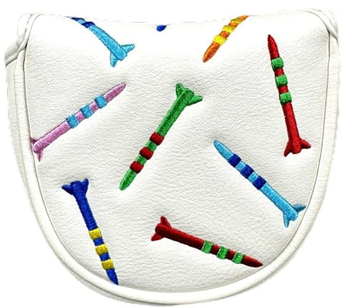 Fowecry Housse De Putter De Golf Magnétique En Polyuréthane, Blanc À Rayure, Facile À Utiliser Et Portable