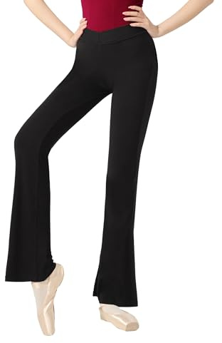 DanceDaily Women Black Flared Pants Modal Dance Leggings for Ballet, Gymnastics, Running, Work Out, Daily wear